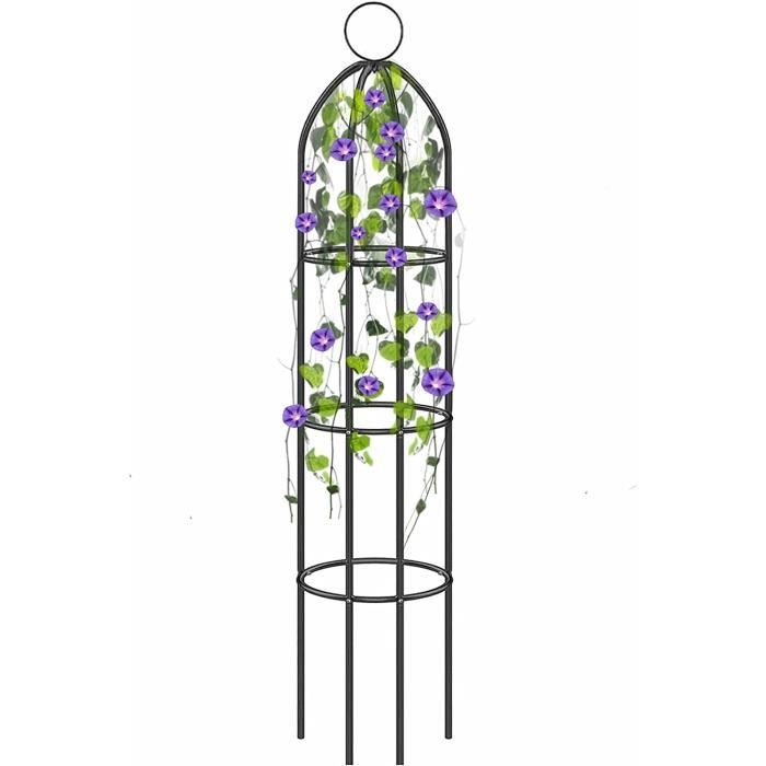 Tuteur Métal Plantes Grimpantes 140cm Imitation Rouille - Treillis Décoratif Jardin