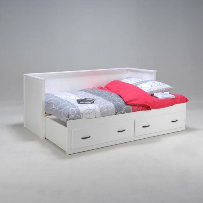 Lit-banquette extensible 2x 80x200cm en bois + 2 tiroirs ...