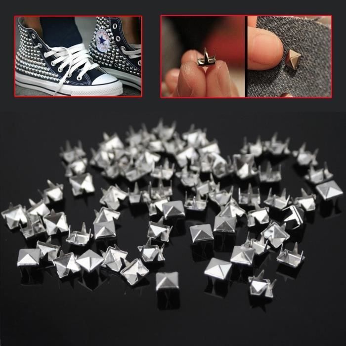 Rivet Silver Pyramid Studs rivet Spot Nickel Punk Rock Design Spike ...