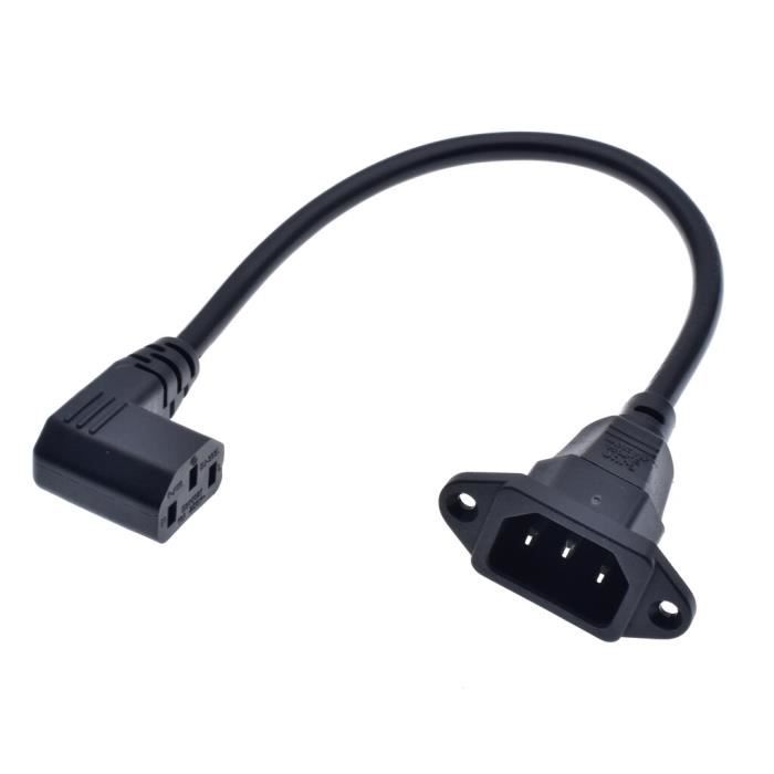 Cordon D'extension IEC C14 Droit Vers C13 Angle Bas - 2500W - Neuf