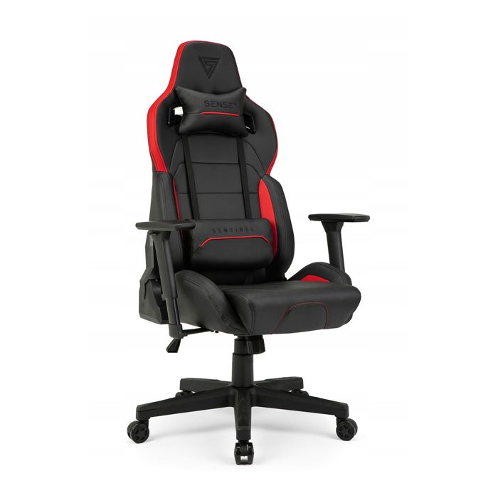 Fauteuil gaming SENSE7 Sentinel Noir et Rouge - Similicuir - Ergonomique - Charge 150kg