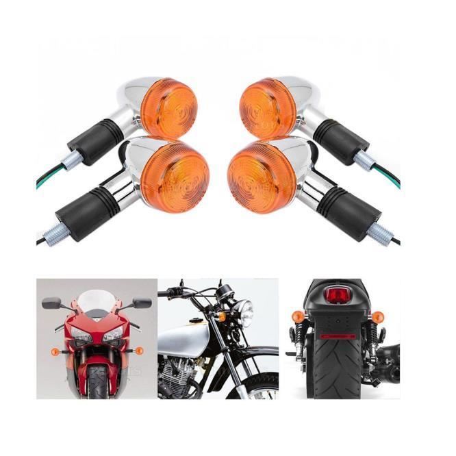 Clignotants moto custom Bullet chrome LED avec Feux arrière