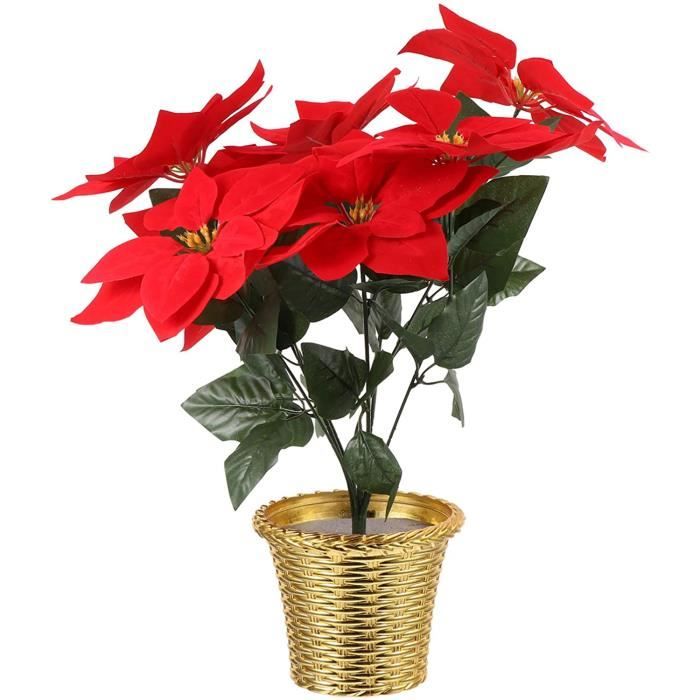 Poinsettia de Noël Artificiel Plante de Noël Fleur Artificielle en Pot avec  Vase en Or Pot pour La Maison Fleurs de Noël Déco 458 - Cdiscount Maison