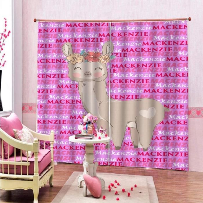 SDSONIU Rideaux Occultants 3D Animaux Jungle - Girafe Lion Dessin Animé - Chambre Enfant Bébé Salon - Anti-Lumière, Isolation Thermique Et Phonique (Lot De 2 Panneaux)