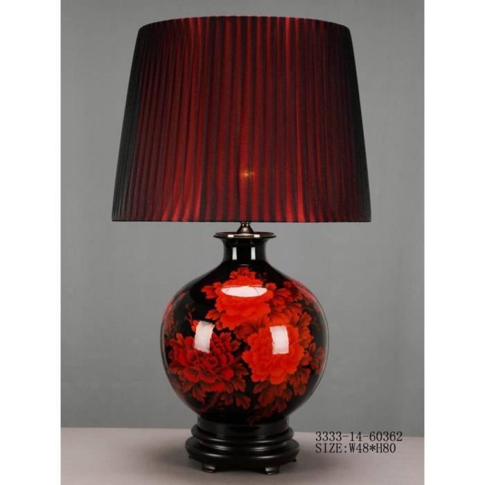 Fine Asianliving Oriental Lampe de Table Porcelaine Noir Blanc Rouge Fleurs Grandes Fine Asianliving Oriental Lampe de Table Porcelaine Noir Blanc Rouge Fleurs Grandes