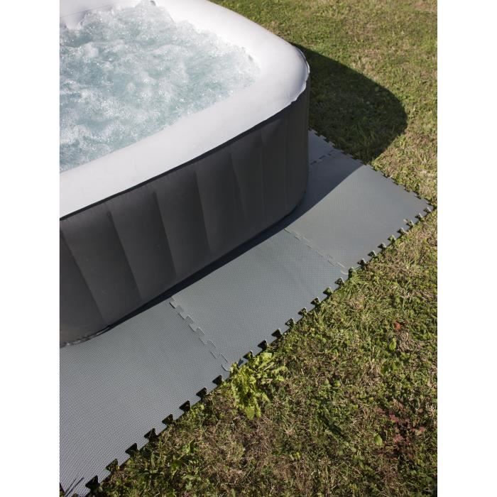 Tapis de sol pour piscine - GRE - Lot de 9 dalles en mousse gris anthracite 50x50x0,8 cm