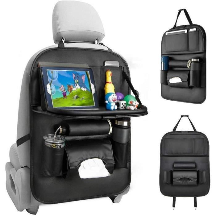 Organisateur De Voiture Avec Table à Manger - Protection Siège Arrière Noir Imperméable Multifonction