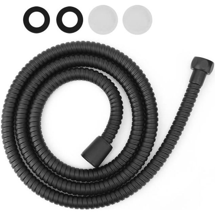 Tuyau flexible de douche d'acier inoxydable à haute pression noir mat de 1.5m Accessoire de salle de bains-CHD