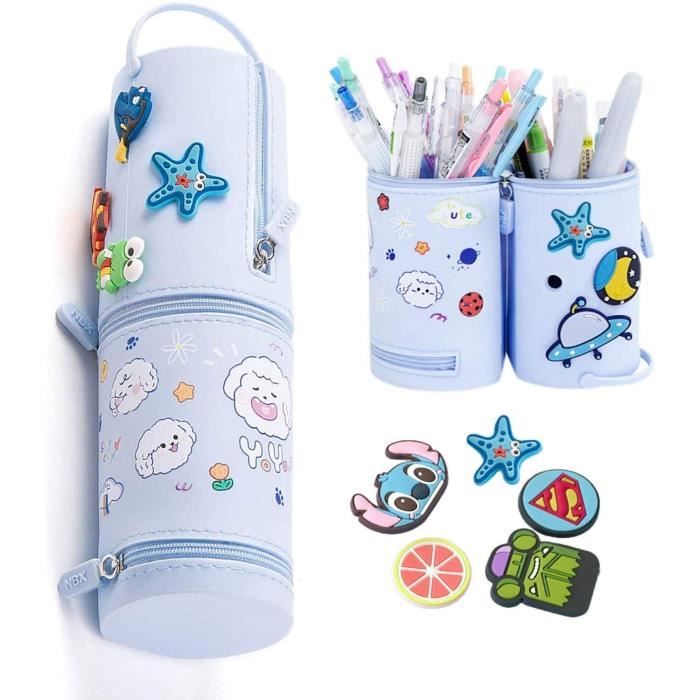 Kawaii Étui École 2 En 1 En Silicone Souple, Trousse Silicone Verticale Kawaii Étui École 2 En 1 En Silicone Souple, Trousse Silicone Verticale
