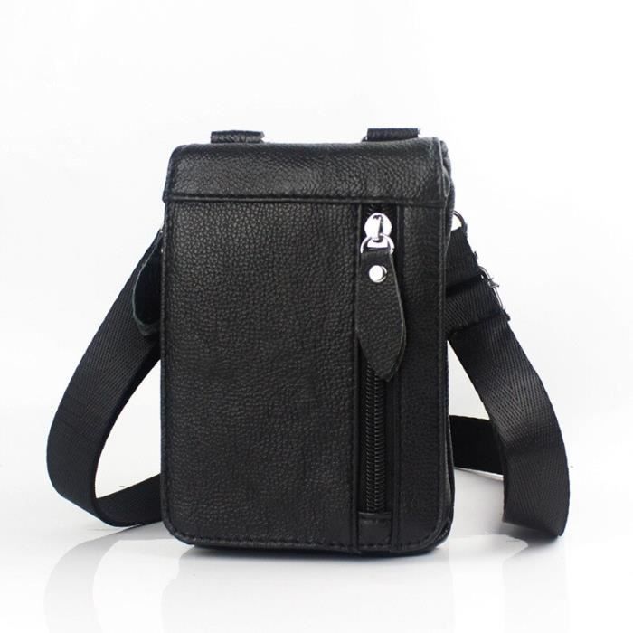 Sac Banane En Cuir Nappa AR - Taille M, Réglable Jusqu'à 106 Cm - 3 Compartiments - Pour Homme Et Femme