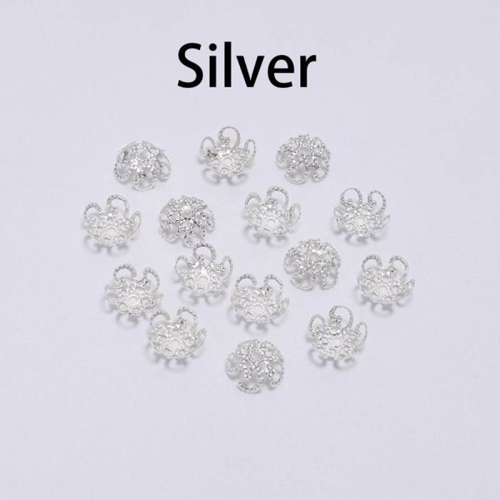 100 pièces perles d'espacement à billes rondes en métal poussière d