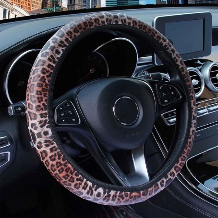 Couvre volant,Couverture universelle de volant de voiture en cuir,couvre- volant de voiture,Camouflage,imprimé léopard- brown[C8636] - Cdiscount Auto