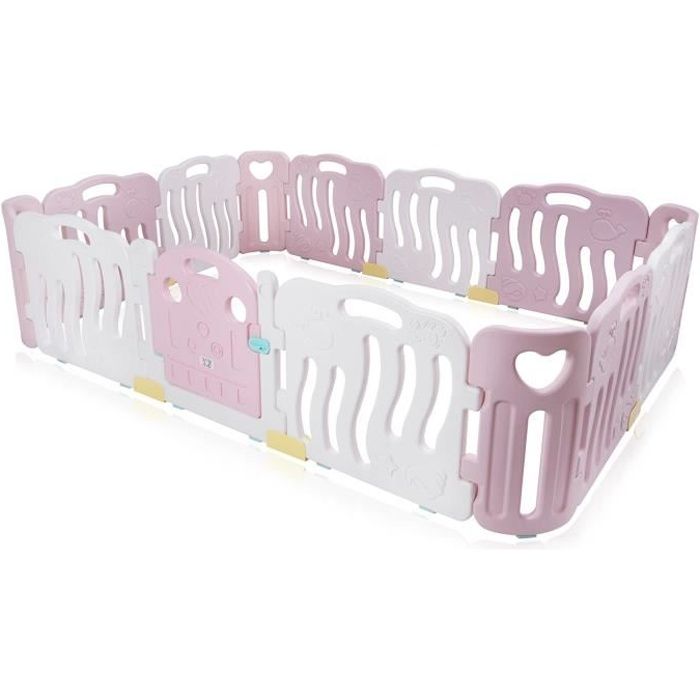 Baby Vivo Parc Bebe La Barriere De Securite De Corralito En Plastique 14 Elements En Rose Blanc Bailey Cdiscount Puericulture Eveil Bebe