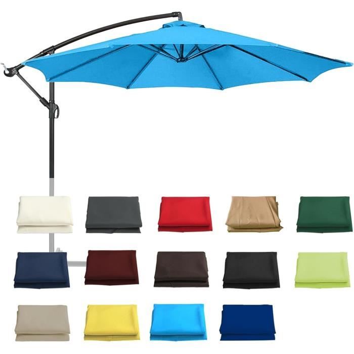 Housse De Remplacement 350cm 8 Baleines Pour Parasol Déporté - Toile Anti-UV50 Polyester