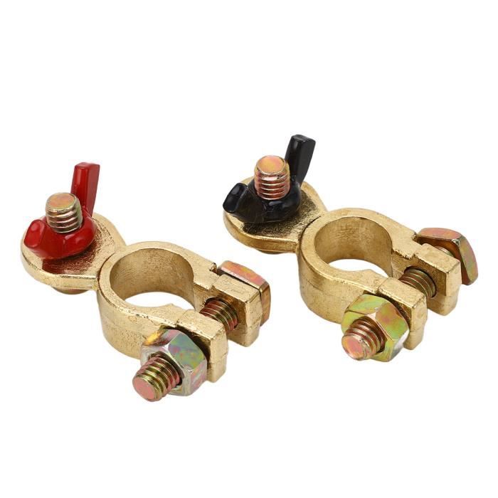 2 Bornes De Batterie Rapides En Laiton - Positif (rouge) Et Négatif (noir) - Connexion 4 Voies, Serrage à Levier - Pour Voiture, Camping-car, Bateau - Avec Clé - 7