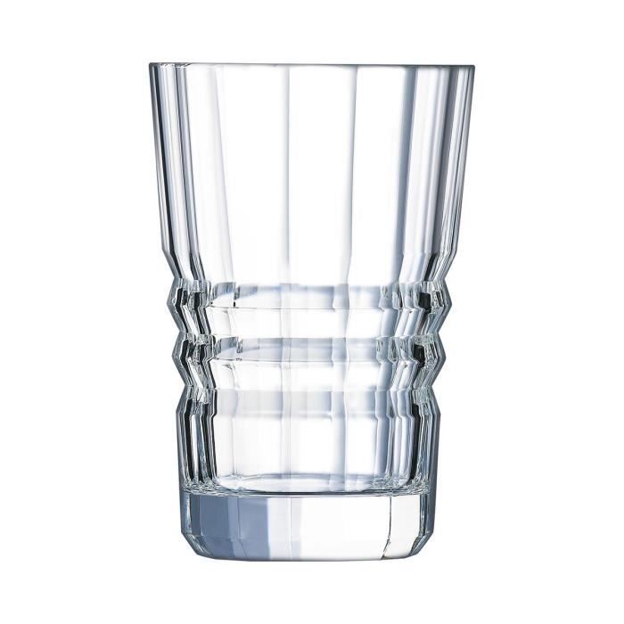 6 verres à eau 36cl Architecte - Cristal d'Arques - Kwarx au design vintage Cristal Look 129 Transparent