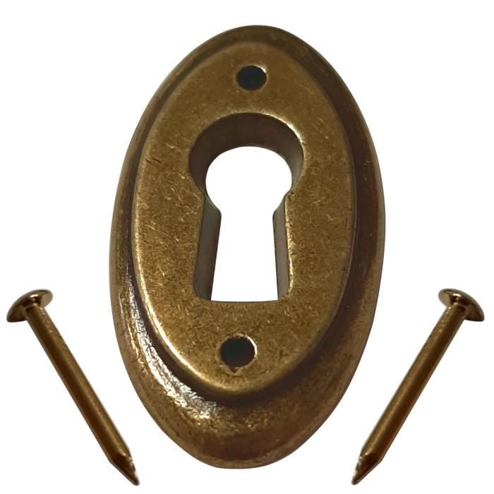 Entrée de clé serrure meuble ancien décoration rustique vintage clef laitonné vieilli