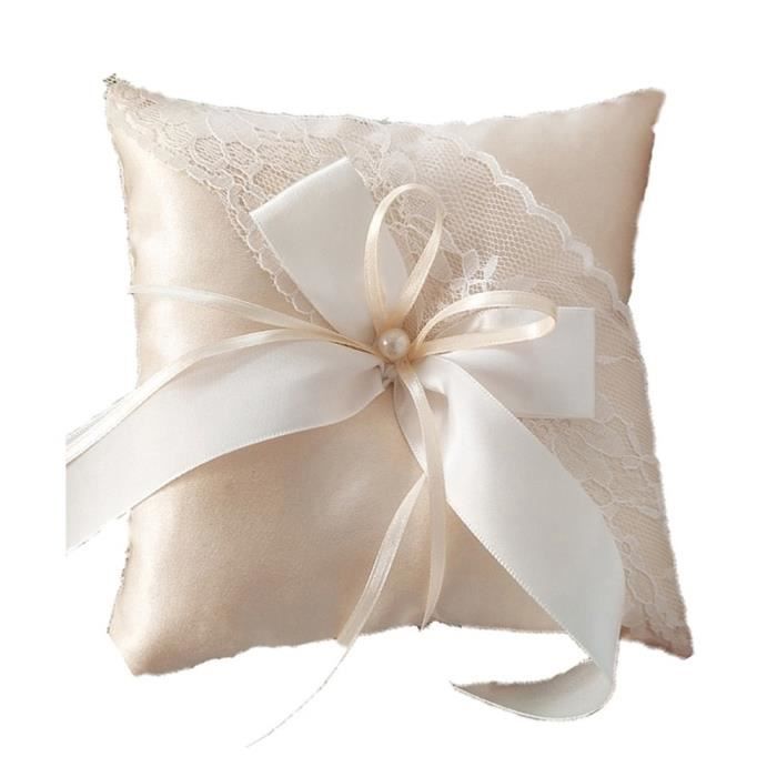 STC Coussin D'Alliance Mariage Blanc - À La Vie à L'Amour Avec Ruban