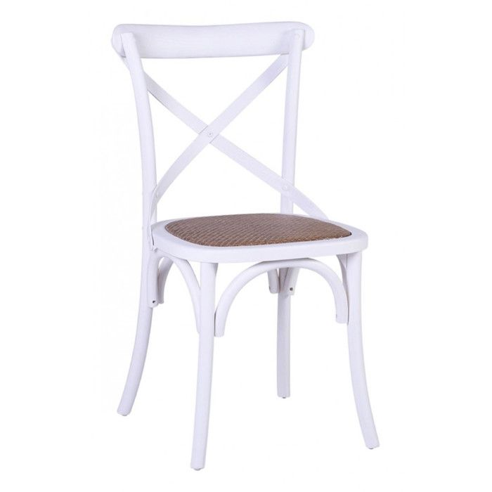 Chaise rotin - Bois - Blanc - Décoration dAutrefois Chaise rotin - Bois - Blanc - Décoration dAutrefois