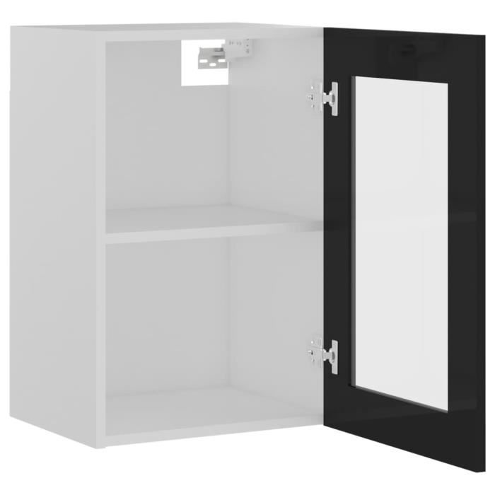 Armoire en verre suspendue Noir brillant 40x31x60 cm - DILWE - Meuble de cuisine - Classique - Intemporel