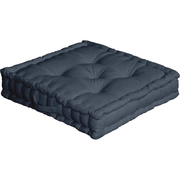 Enjoy Home Coussin de Sol avec poign/ée 50x50x10 Gris Fonc/é Coton
