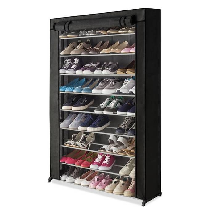 Étagère à chaussures avec housse - FACILITYS - Capacité 30 paires - 9 étagères - Housse de protection