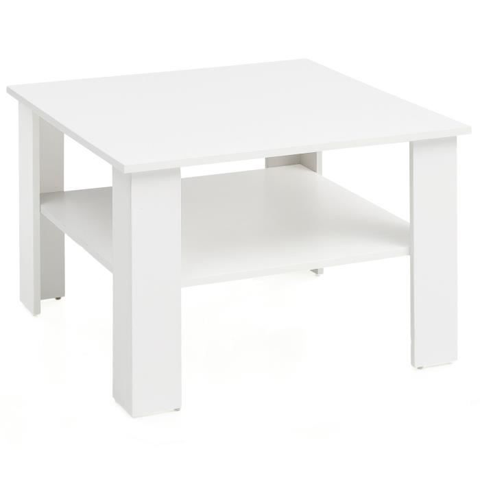 FineBuy Table Basse 60x42x60cm Table de Salon Table de Sofa Design Carré Moderne [Blanc]