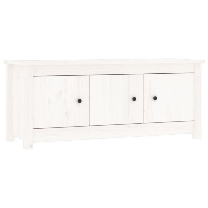 Banc à Chaussures En Pin Massif Blanc - 110x38x45,5 Cm - Armoire Rangement Salle De Bain VidaXL