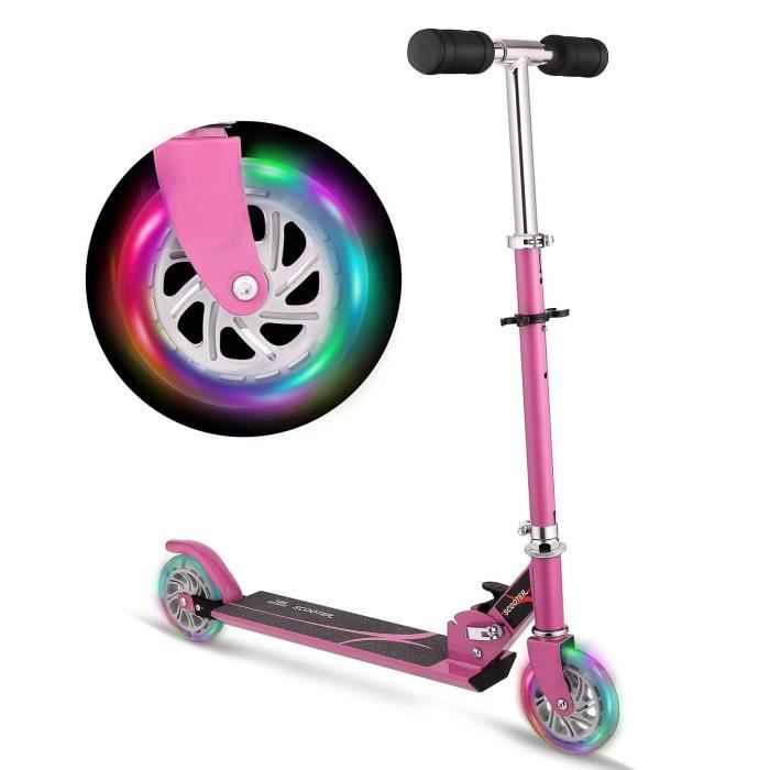 Trottinette Enfant 2 Roues Reglable 4 A 8 Ans Avec Roues A Led Rose Achat Vente Scooter Decale Reglable Ave Cdiscount