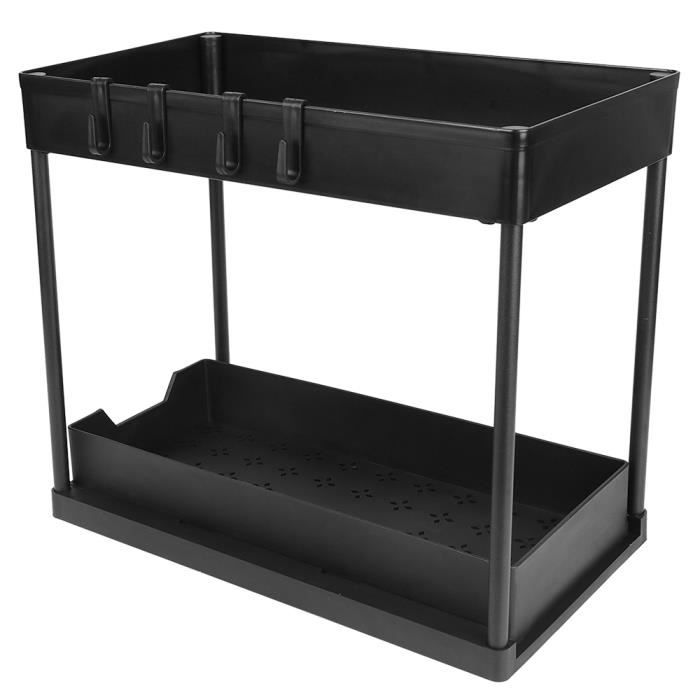 Etagère de rangement JEOBEST - Noir - 2 couches - 40*22*30.5cm