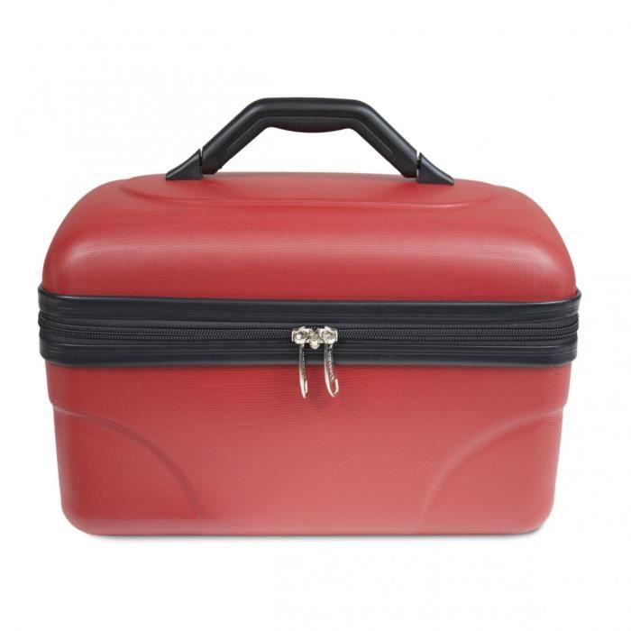 Vanity Rigide KINSTON – (ABS) - Rouge - Grande capacité L 34,5 x H 20 x P 21 cm