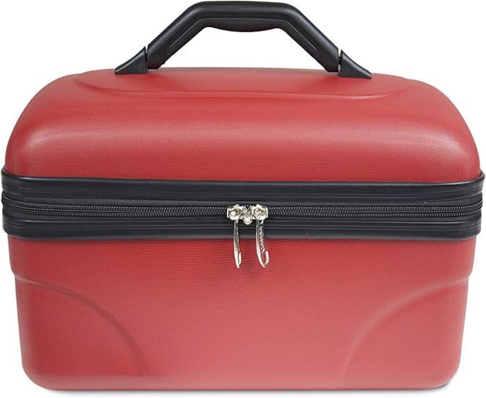 Vanity Rigide KINSTON – (ABS) - Rouge - Grande capacité L 34,5 x H 20 x P 21 cm