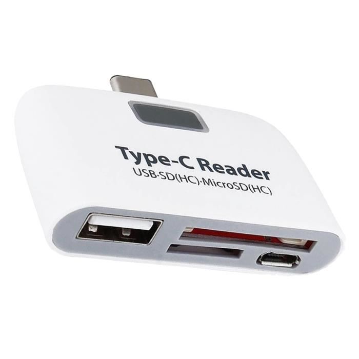 Lecteur de carte SD multifonctionnel de carte SD 4-in-1 Lecteur de carte SD externe ultra-haute vitesse OTG - TF - SD Lecteur blanc