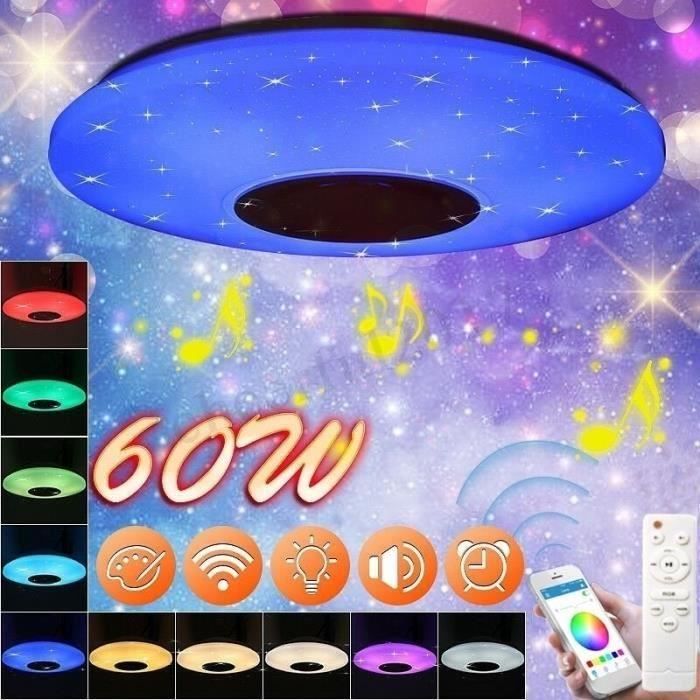 WAYRANK Plafonnier Led avec Haut-parleur Wifi, 36W RGB Eclairage de