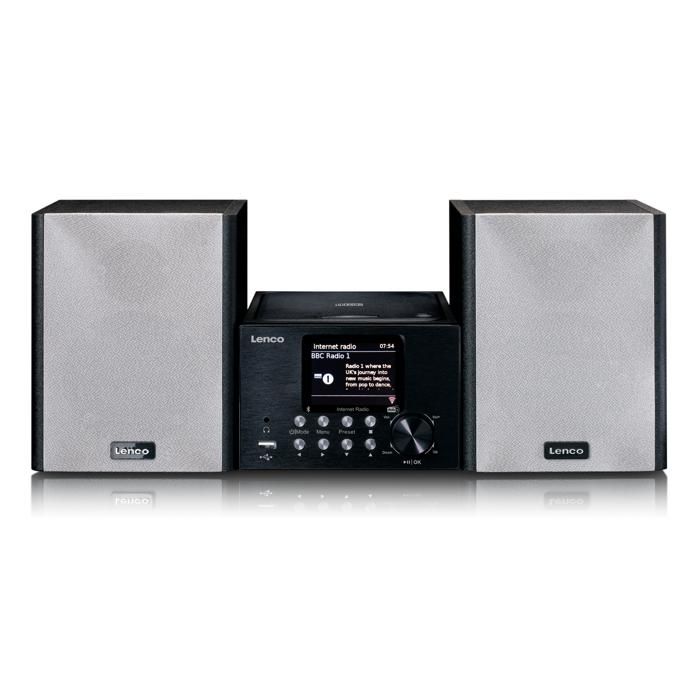 Micro-chaîne avec radio intelligente, lecteur CD/USB, internet, DAB+, Bluetooth Lenco MC-250BK Noir