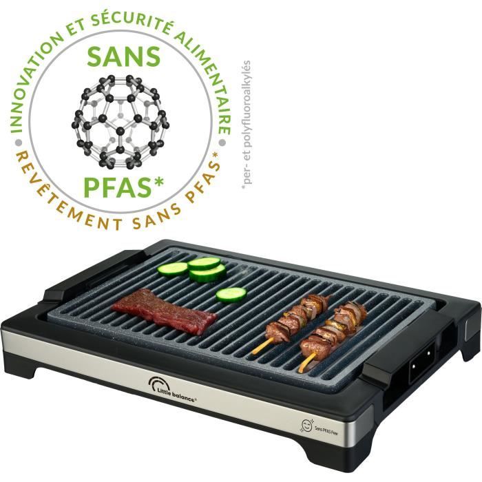Barbecue électrique LITTLE BALANCE Easy Nopifas Surface de cuisson 38 x 25 cm Revêtement microcéramique sans PFAS