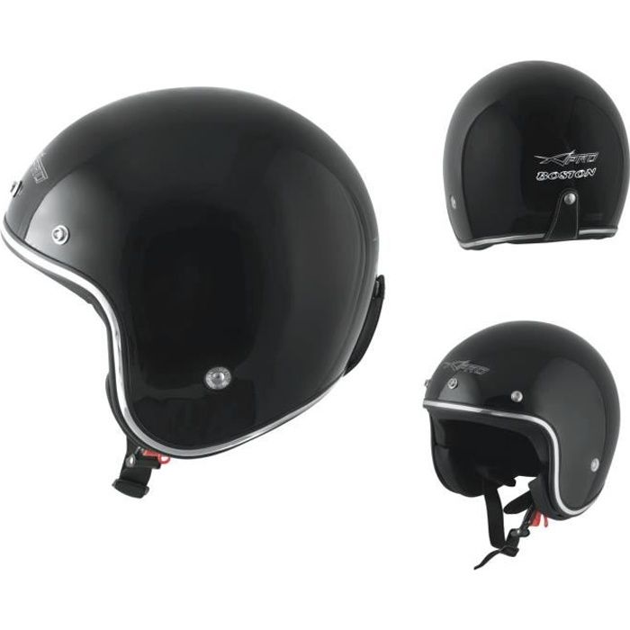 Casque Moto Jet Noir TG.XL Kustom Scooter ECE 22-05 Approbation
