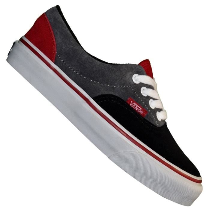 vans era suede black and red