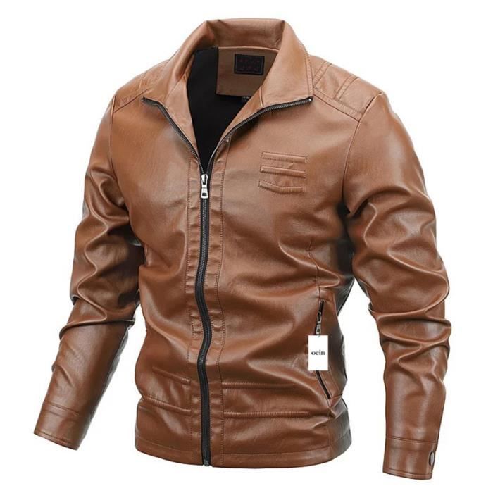 Veste En Cuir D'agneau RIVER SKIN Homme Taille 54 - Noire, Doublée, Très Bon état Occasion