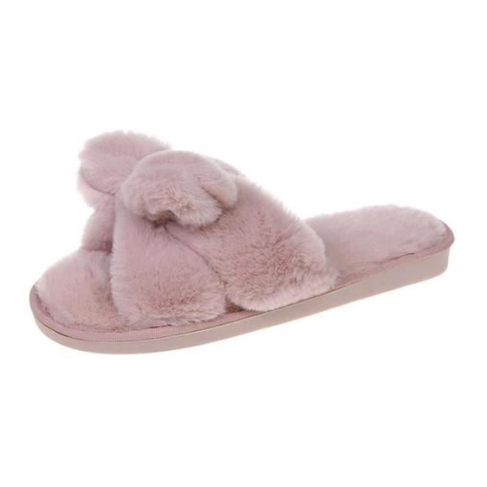 Pantoufle/chausson Femme Daxon Réglable Rose éponge - Taille 38, Large, Scratch, Confortable