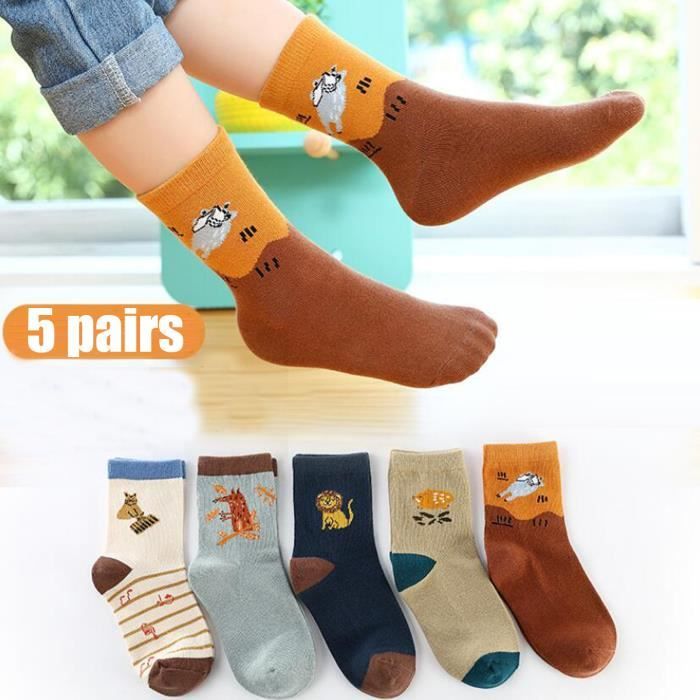 5 paires de chaussettes pour enfants, impression mignonne