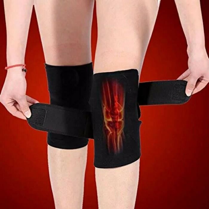 Genouillères auto-chauffantes tourmaline pour douleur arthrose rhumatisme genoux - Noir