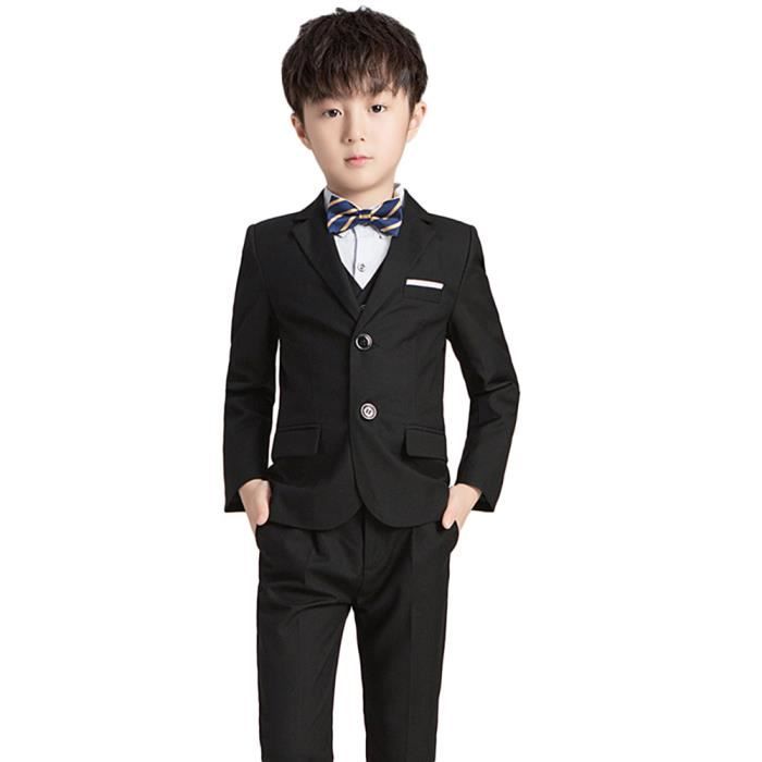 Costume Garçon 4 Pièces - Veste, Gilet, Pantalon Et Nœud Papillon - Cérémonie, Mariage (Polyester Confortable)