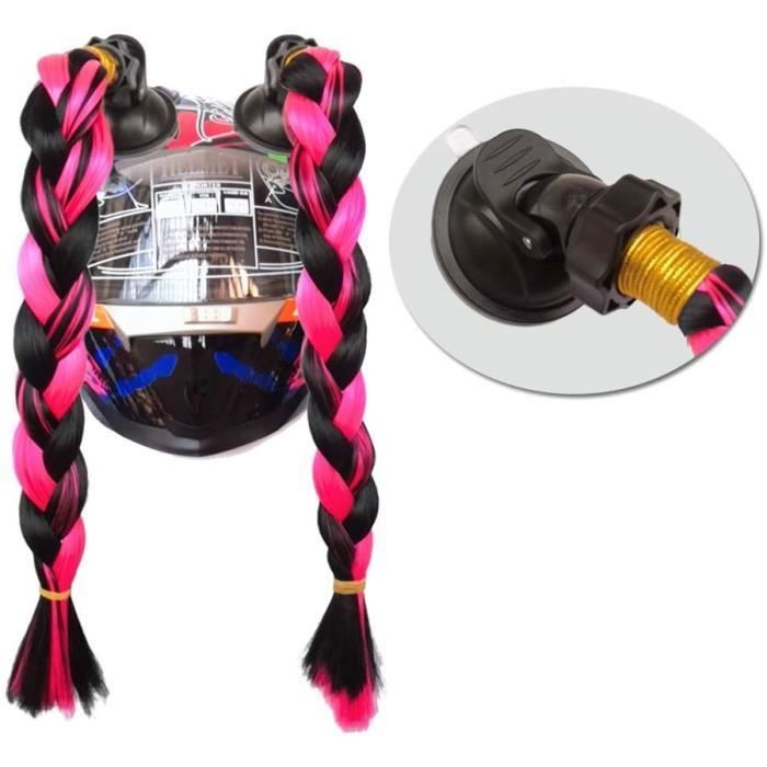 Luoji Casque Moto Avec Queue De Cheval Tressée - Accessoire Déco Fun Pour Moto/Vélo