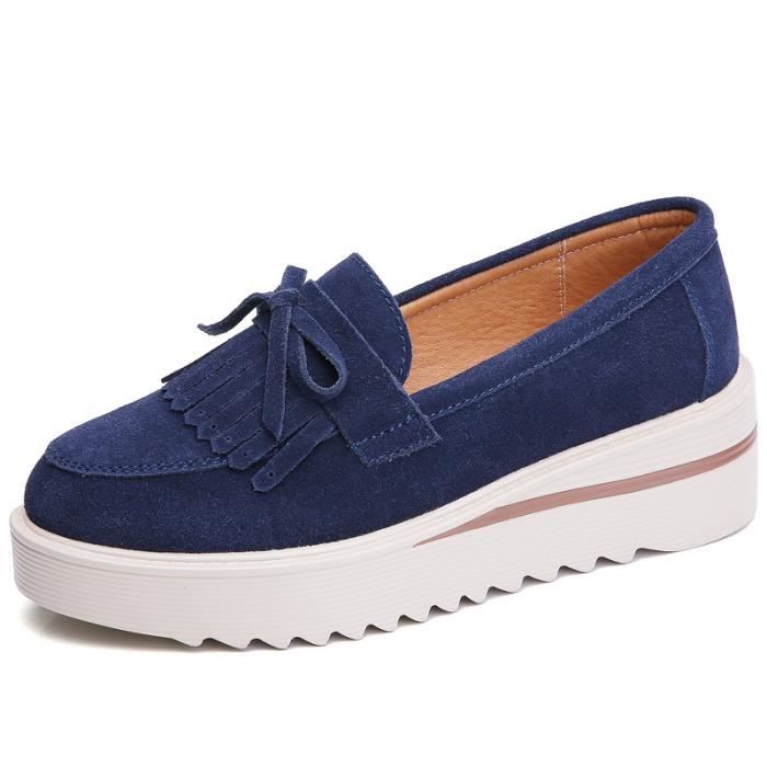 VITATA Mocassins a plateforme pour femme Wedge Slip On Slip ons Suede Comfort Bow Tassel Bleu Cdiscount Chaussures
