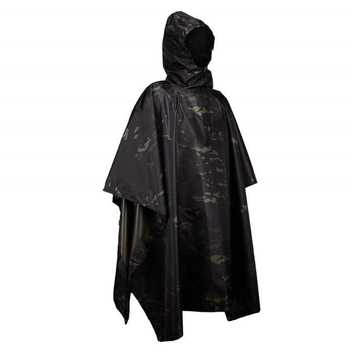 Poncho De Pluie Imperméable Linzrcrry - Homme/Femme - Bandes Réfléchissantes - Capuche Réglable