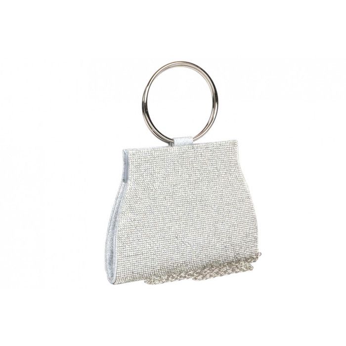 Pochette c?�r?�monie-Nyls Cr?�ation-Petit Sac de soiree Gris Argent Strass Pochette femme Mariage 