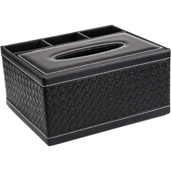 Boîte à Mouchoirs En Cuir PU Avec Fermeture Magnétique - Pour Maison, Voiture, Bureau - Noir - Design Moderne Et Pratique - 14
