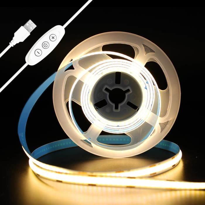 Striscia LED COB USB 3 Metri - Bianco Freddo 6000K, Autoadesiva, Dimmerabile, Per Retroilluminazione TV E Decorazione