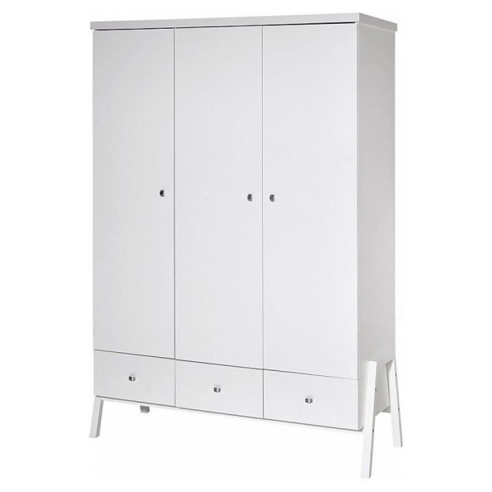 armoire bébé - schardt - holly white - 3 portes - bois laqué - rangement optimisé